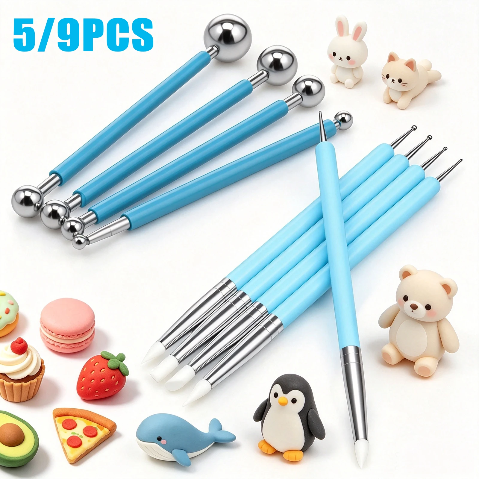 Polymer Modeling Clay Sculpting Tools Nail Art Embossing Ceramic Clay Indentation Dotting Tools DIY Pottery Carving Sculpting