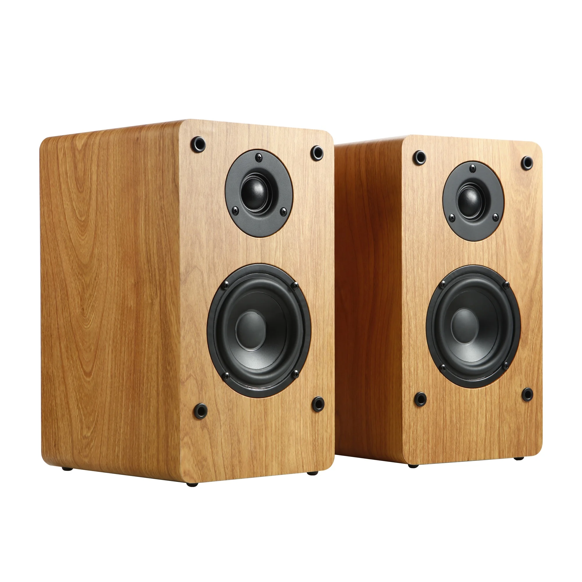 

36W RMS Powered Bookshelf Speakers Wood Grain 4 Inch Near Field Speaker Support Optical, TF Card, U Disk, AUX, Coaxial