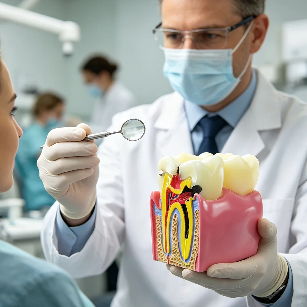 Caries Tooth Model, 6X Magnification Tooth Decay Comparison Study Model, Caries Bilateral Comparison Pathological Tooth Model, Dental Teaching and Learning Tool, for Patient Education and Explanation