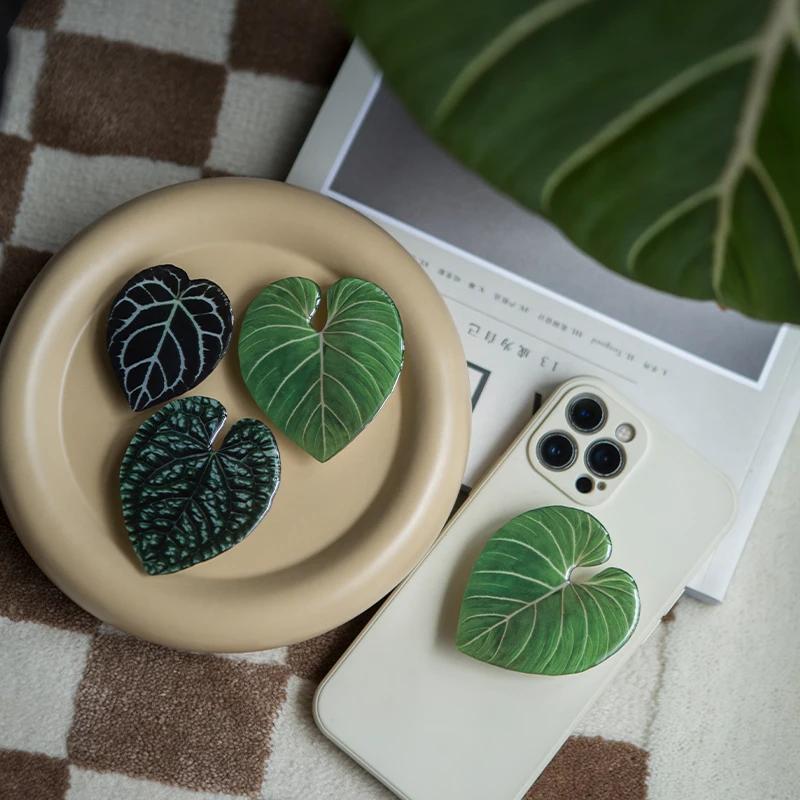 Poppings Socket Folding Grip Pretty Leaf Acrylic Phone Holder For iPhone Samsung Xiaomi Universal Phone Griptok - view 6