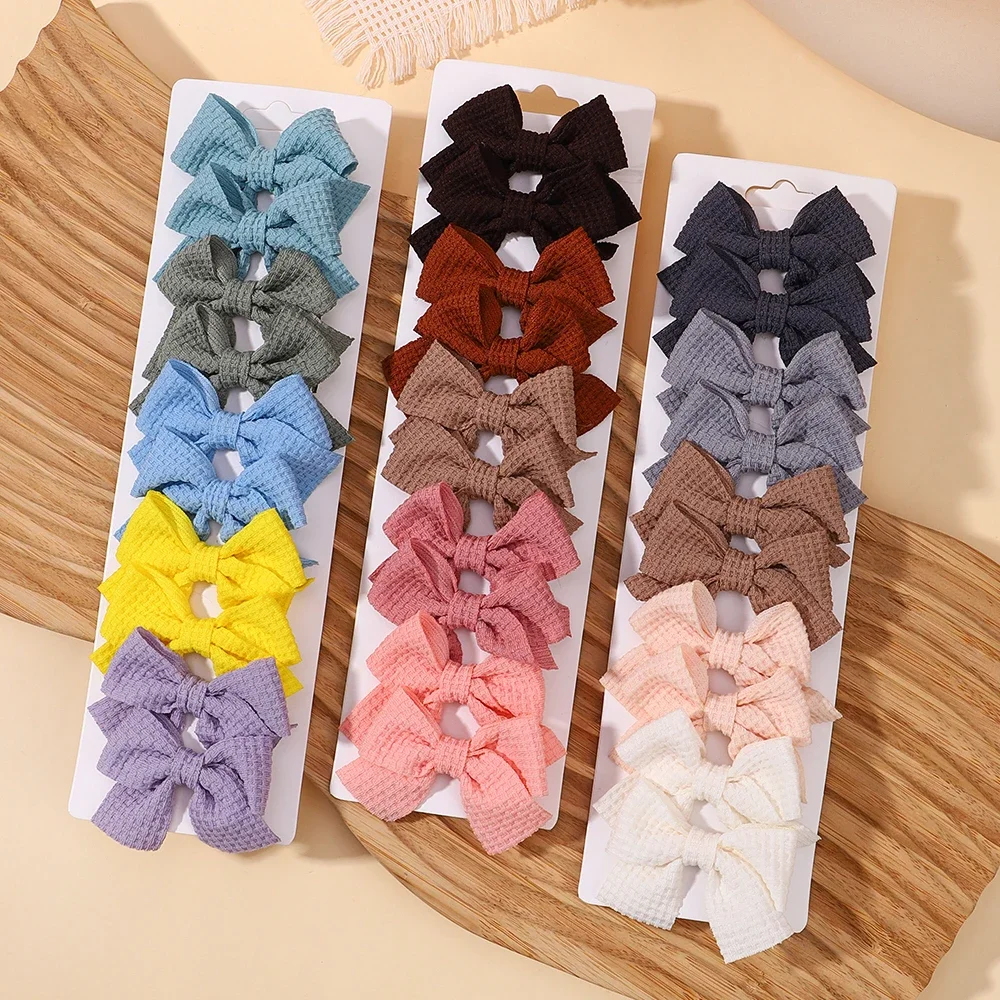 10Pcs/Set New Ribbon Bowknot Hair Clips for Kids New Handmade Nylon Bows Hairpin Barrettes Headwear Baby Girls Hair Accessories