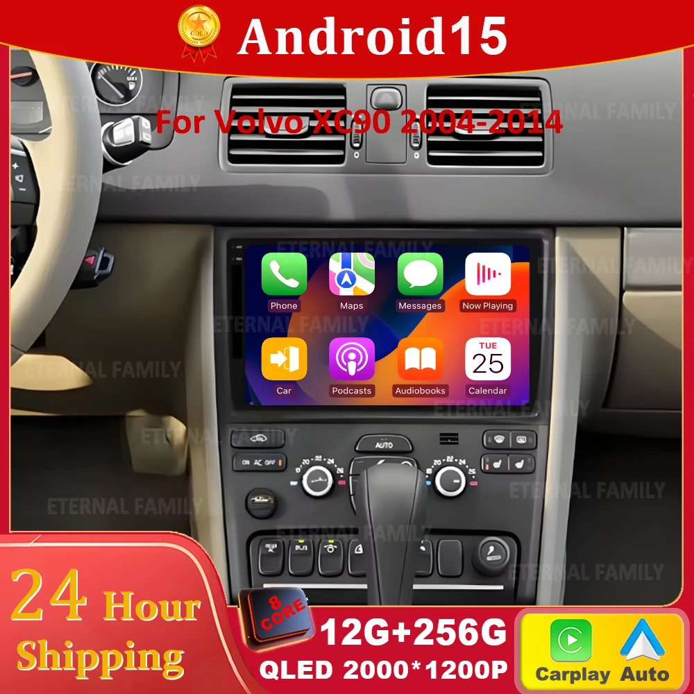 

Android 15 Car Radio For Volvo XC90 2004 - 2014 Multimedia carplay Video Player Navigation GPS 4G WIFI BT Head Unit Stereo