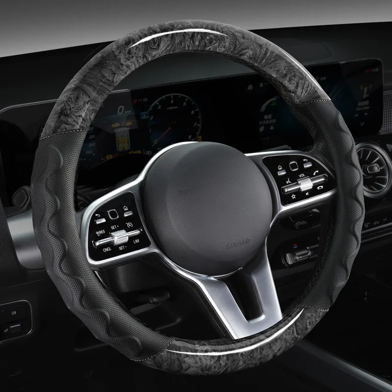 

Wood Grain Leather Steering Wheel Cover Universal Car Steering Wheel Cover Car Accessories Interior Non Slip Steering Wheel Grip