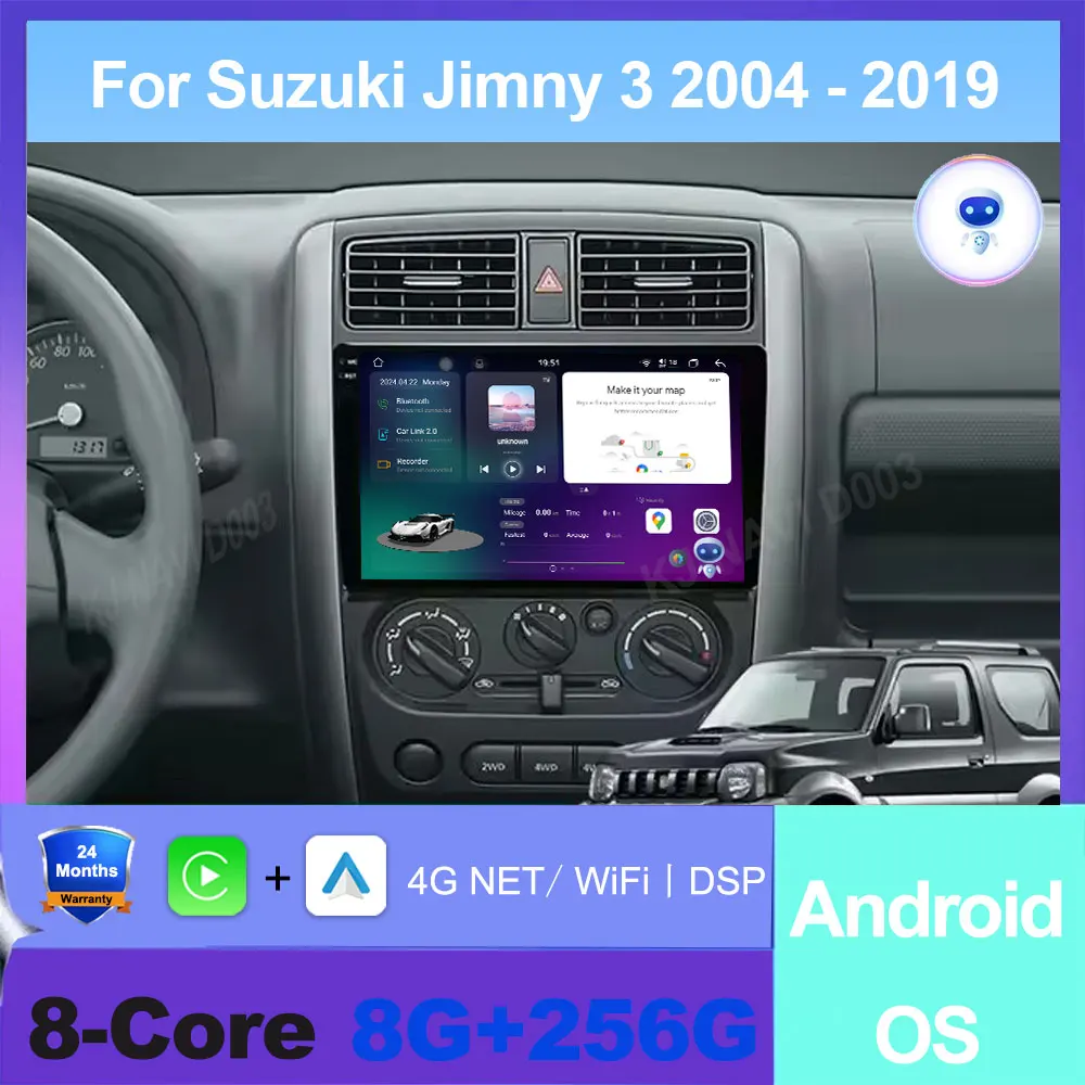 

Android OS Carplay Auto Car Radio For Suzuki Jimny 3 2004 - 2019 Multimedia Player GPS Stereo DSP WiFi+4G Head Unit QLED DSP BT