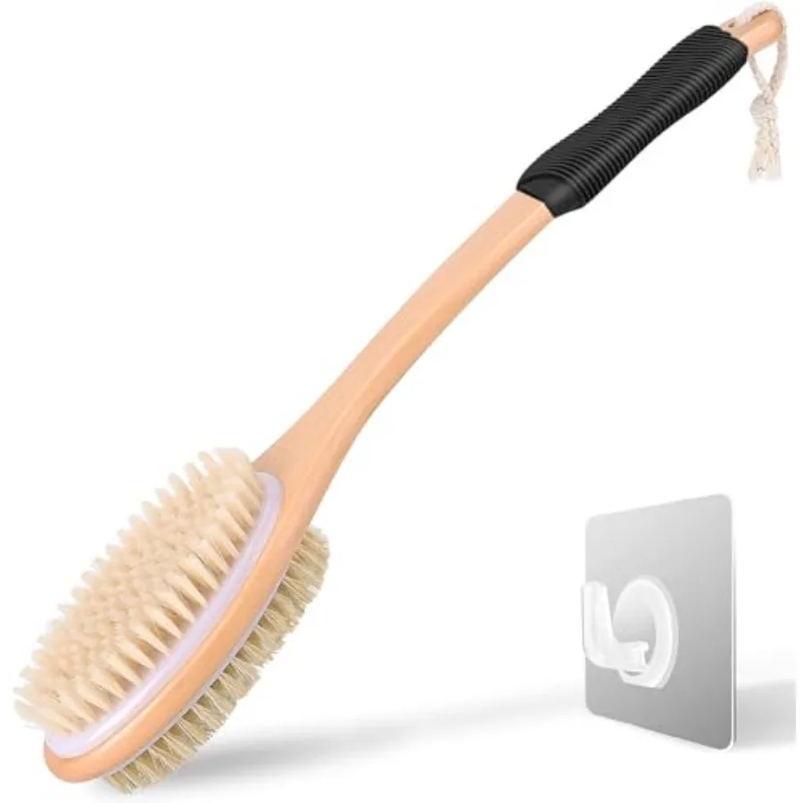 Long Handle Ergonomically Back Scrubber/Brush for Shower, Double Sided Exfoliating Body Scrubber for Women and Men