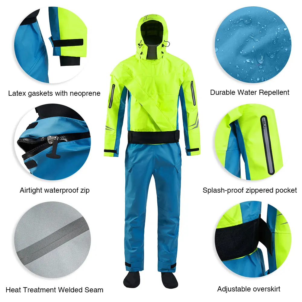 Drysuit for Women Dry Suit Latex Cuff and Splash Collar Flatwater Ocean River Padding