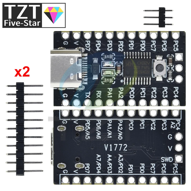 TZT 1/3PCS CH32V003 Development Board Minimum System Core Board RISC-V Open Source TYPE-C USB Port CH32V003F4P6