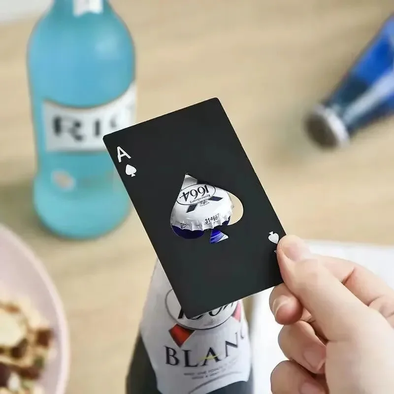 1/2/3/4pcs Spade A Card Bottle Opener Creative Poker Card Shaped Stainless Steel Home Tool Cork Stopper Beer Opener
