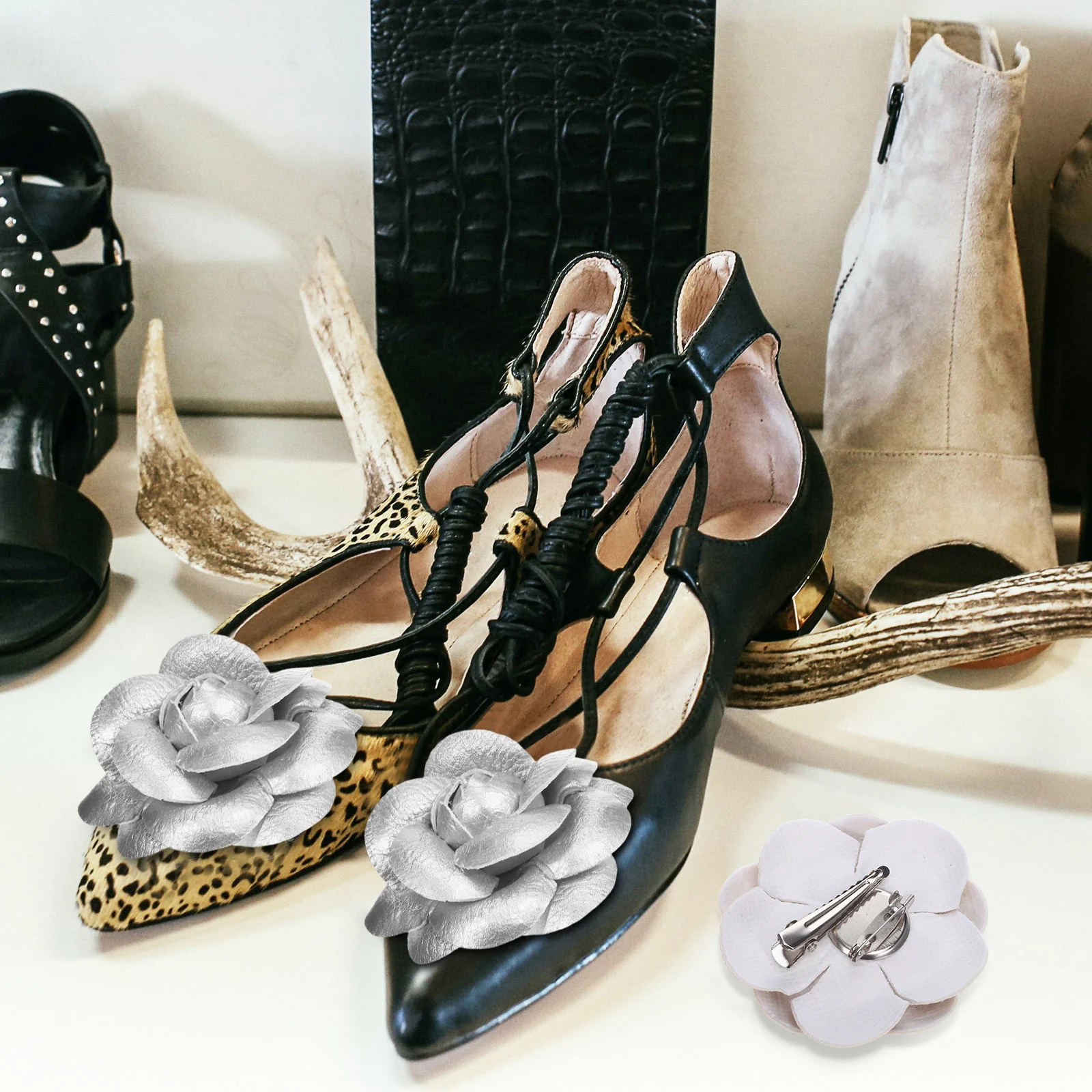 

2 Pcs Sandals Flower Fancy High Women's Clips for Heels Shoe Fashion Bride