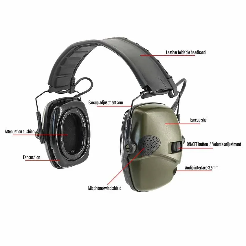 New Detachable Headband Electronic Earmuffs NRR 23 DB Active Noise Reduction Tactical Headset Airsoft Shooting Hunting Headset