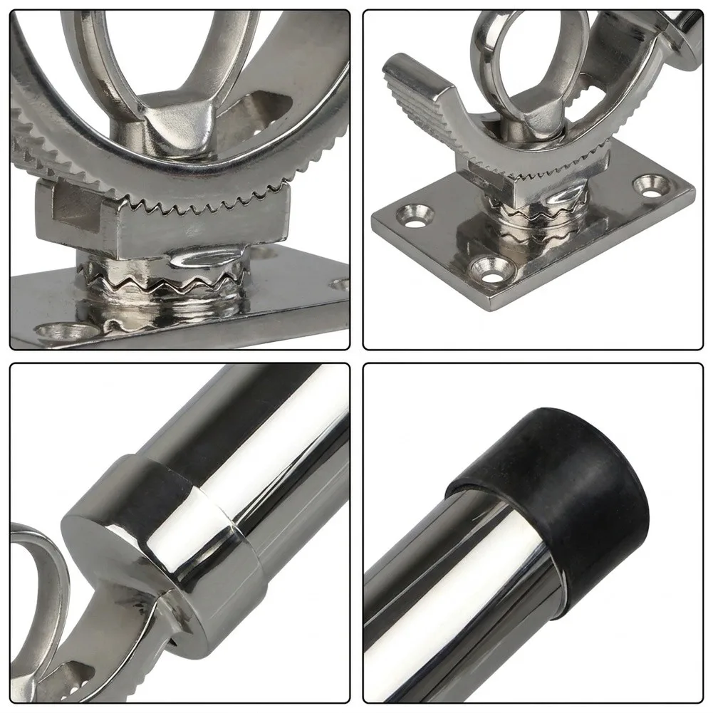 360 Degree Rotation Stainless Steel Fishing Rod Holder Adjustable Pole Support For Marine Boat Yacht Deck Outrigger Accessories