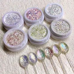 Nail Art Glitter Ultra-Thin Chameleon Irregular Opal Powder 3D Iridescent Aurora Shimmer Foil Flakes For Polish DIY Nail Glitter