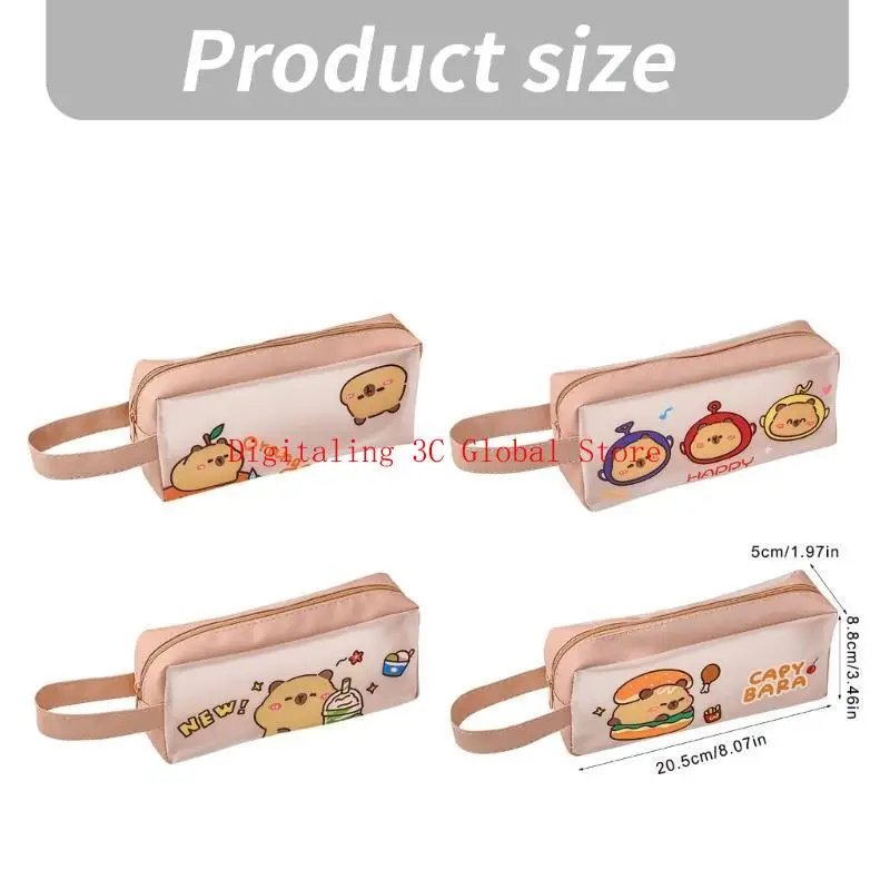 Water Resistant PU Pen Pouches with Handle Portable Pen Organizers Storage Bag