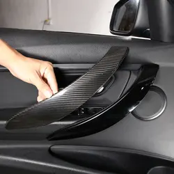 For BMW 3 Series 4 Series F30 F34 F36 F32 F33 2013-19 Real Carbon fiber Car Inner Door Armrest Handle Cover Trim Car Accessories