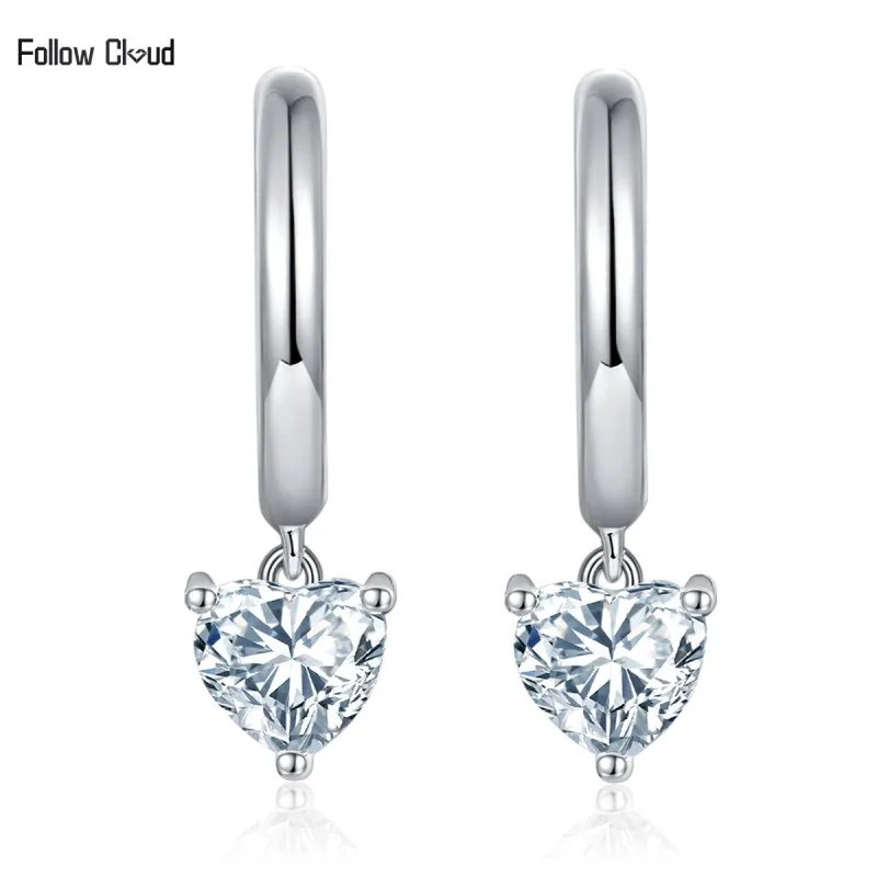 

Follow Cloud 5mm 0.5ct Heart Cut Moissanite Drop Earrings for Women 925 Sterling Silver Sparkling Created Diamond Hoop Earring