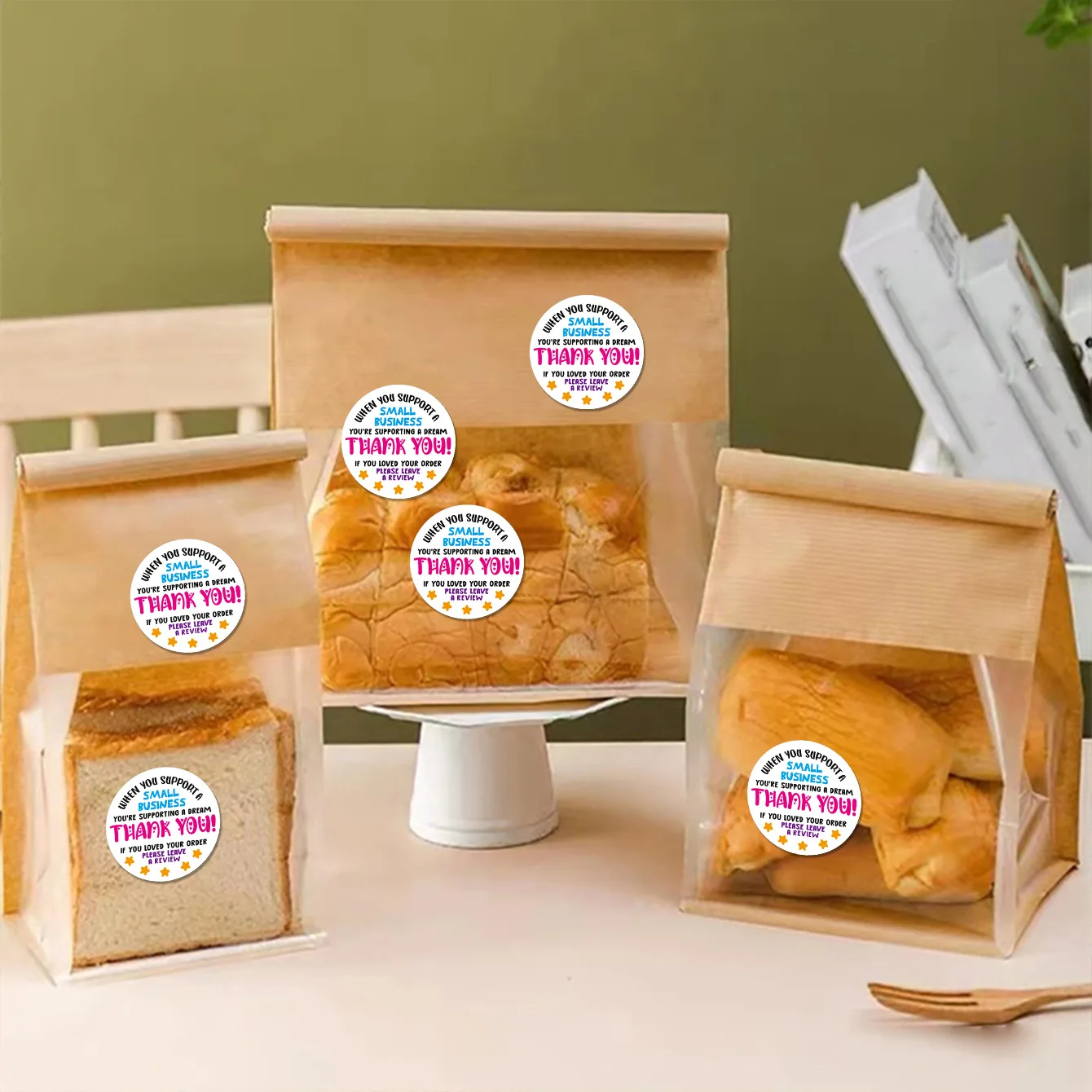 500 Stück, bitte hinterlassen Sie eine Rückblick, niedliche Aufkleber für kleine Unternehmen, Dankeschön-Aufkleber für Bäckereien, Verpackungen, Umschlagsiegel – Detail 7
