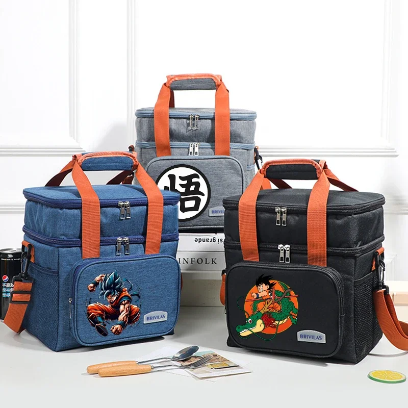 

Dragon Ball Lunch Bags Cartoon Anime Figures Lunch Box Trendy Multi-layer Large Capacity Food Thermal Bag Picnic Bags Bento Bag