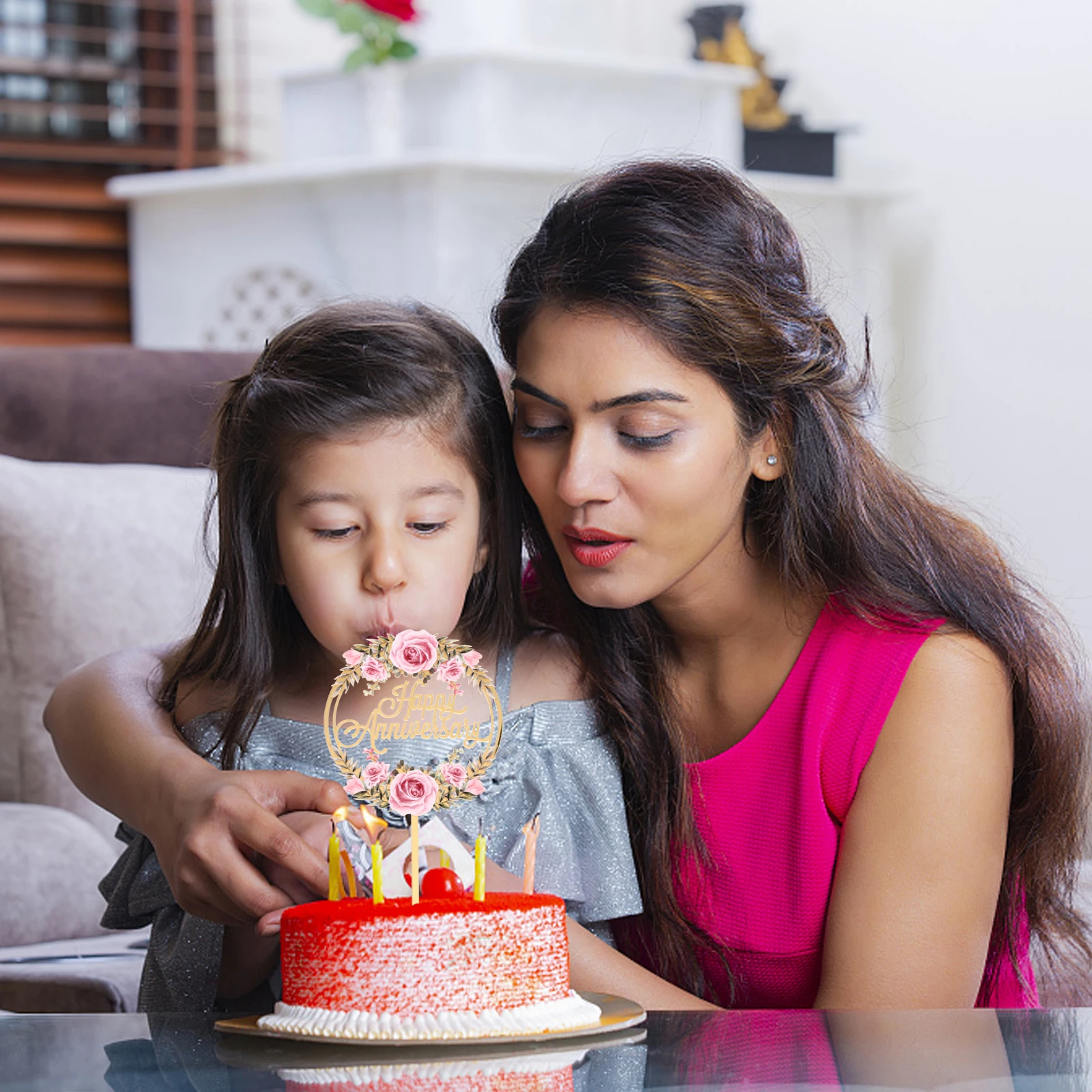 

2Pcs Acrylic Cake Insert Toppers Anniversary Party Cake Picks Wedding Dessert Decorations Cupcake Fruit Party Dessert Toppers