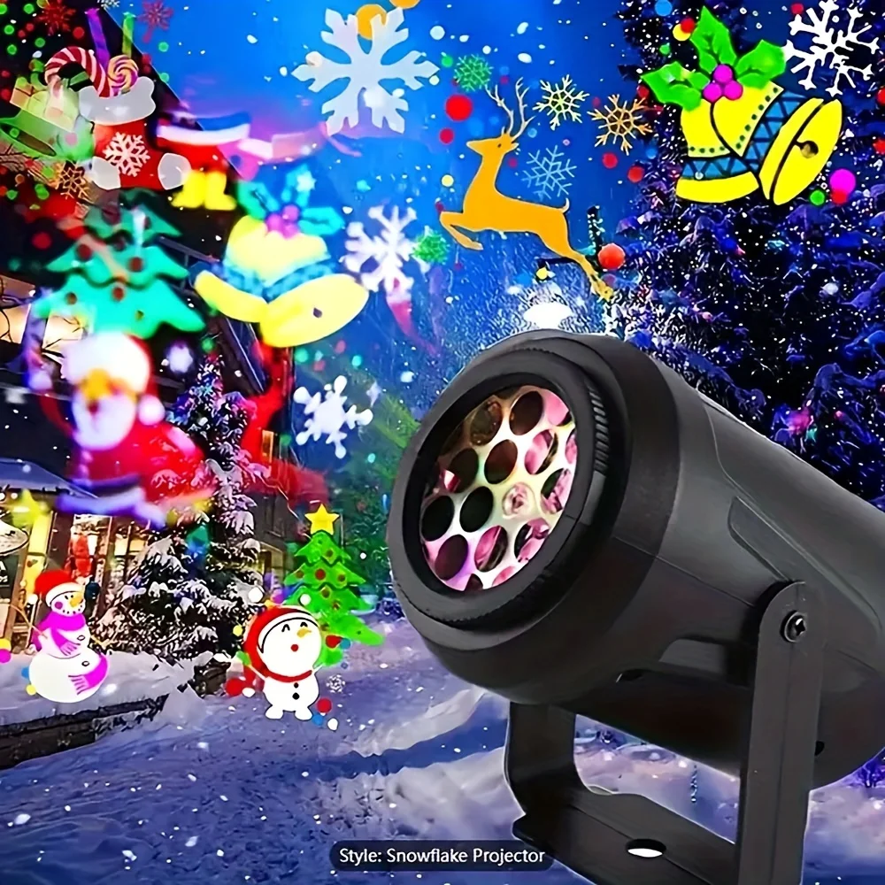 USB LED Christmas Projector Lamp, Papai Noel, Floco de Neve, Fairy Light para Bedroom Party, Decoração Interior, Novidade, 16 Padrões