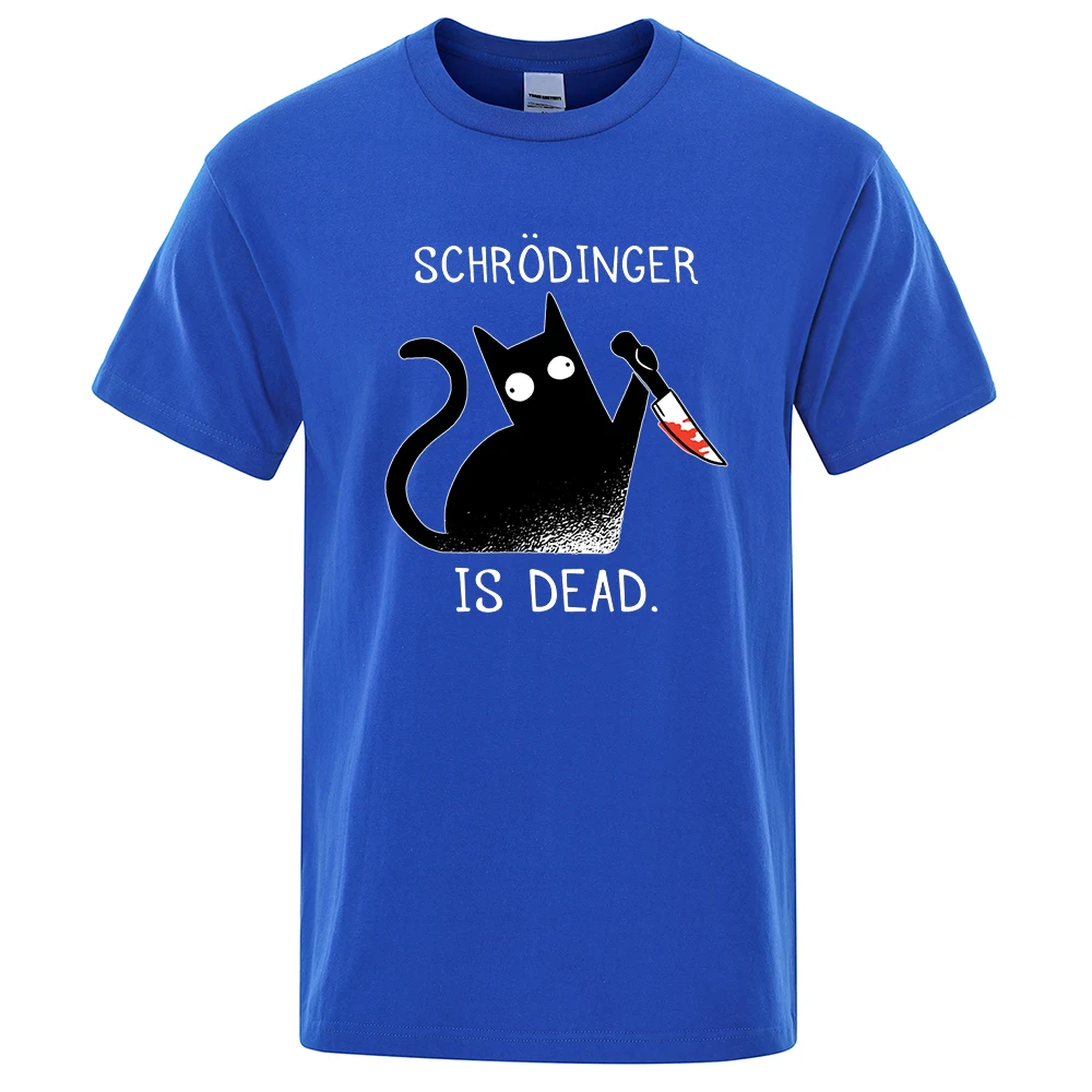 Schrodinger Is Dead Black Cat Fashion Soft T-Shirt Man High Quality T-Shirts Oversized T Shirts Cotton Short Sleeve Street Tops