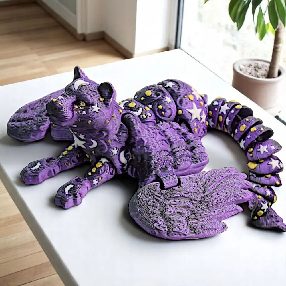 

Oint Movable 3D Printing Lion Creative Design with Wings Simulation Lion Model Simulation Animal Star Moon Theme