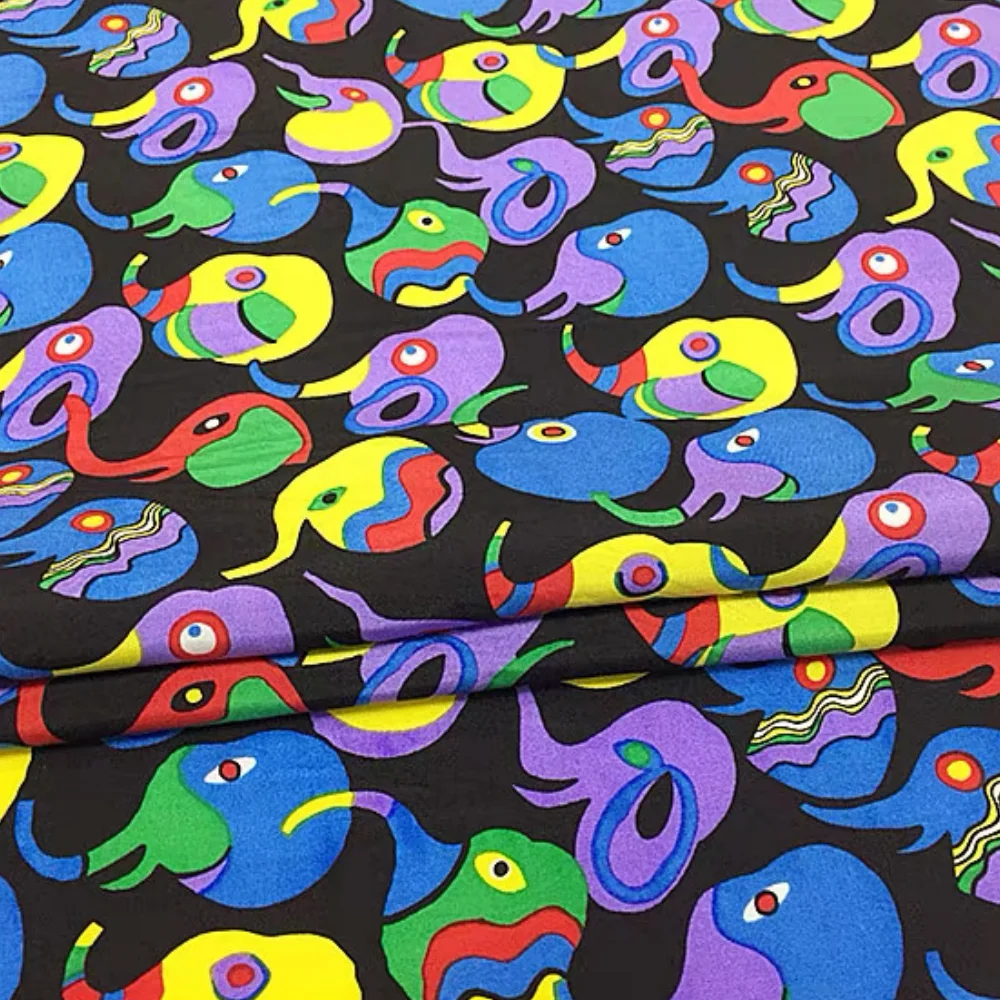 Abstract Animals Party Fashionable Best Price Graceful Silk Dupioni Fabric for Women Man Dress Custom Clothes Pajama Pillowcase