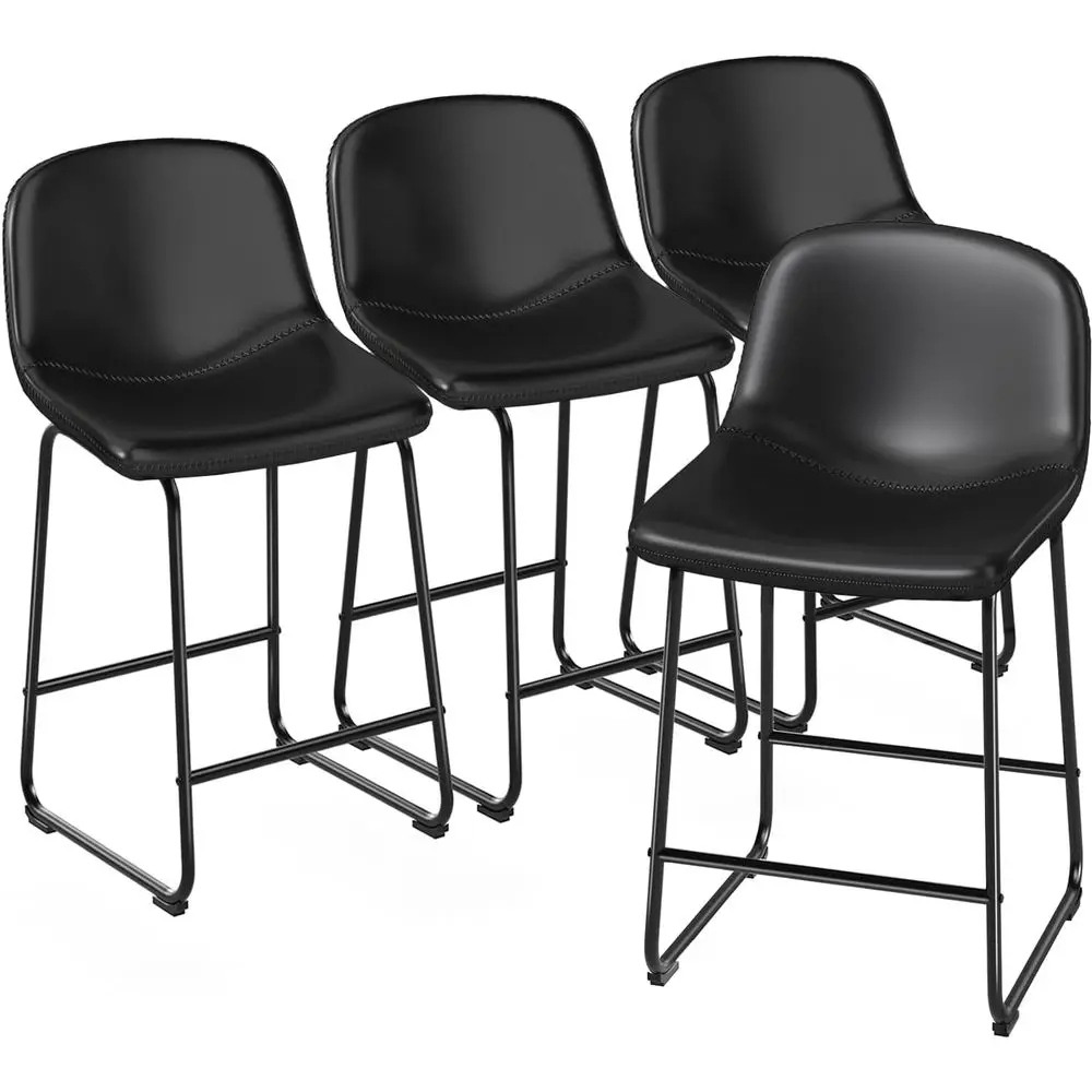 

Набор из 4 обеденных стульев из искусственной кожи, высота посадки до барной стойки, с поддержкой спины, выдерживают до 500 фунтов, подходят для дома, кухни, столовой.