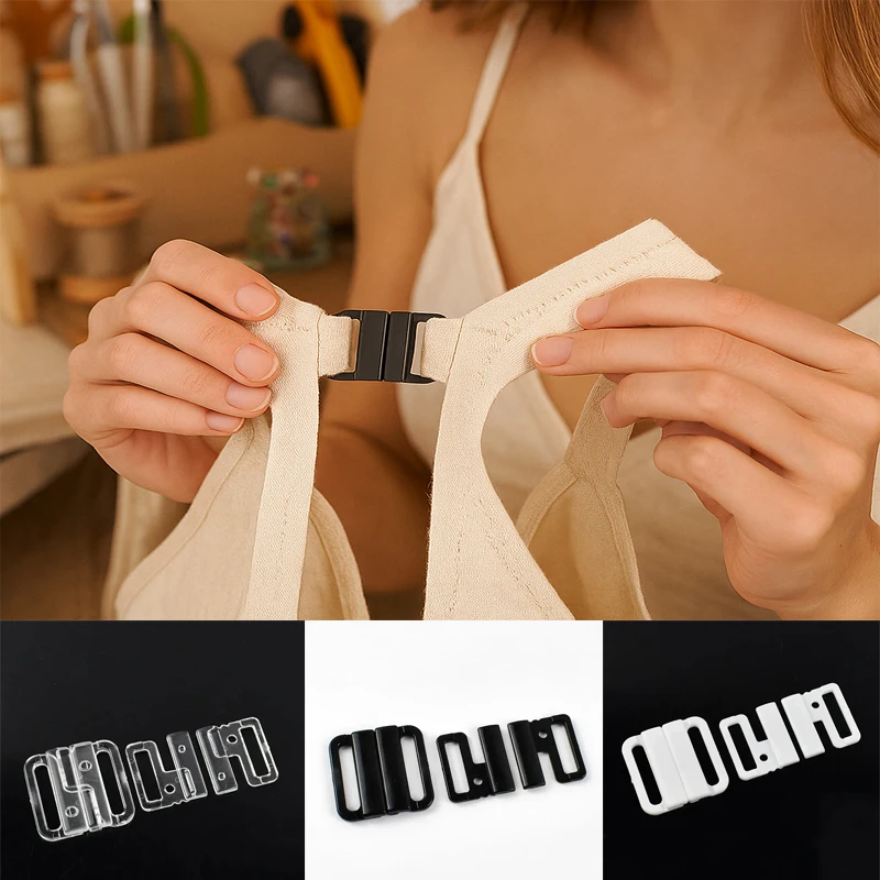 

50/100Sets 10-25mm Plastic Buckle for Bikini Swimsuit Strap Fastener Buckles Underwear Bra Adjust Replace Clasp DIY Accessories