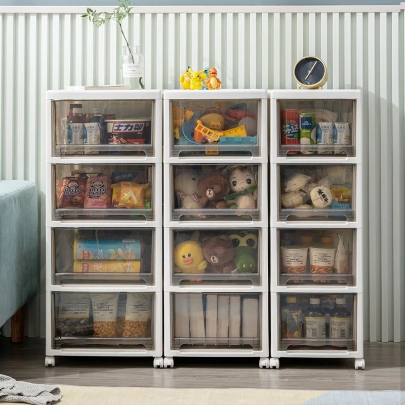 Drawer-type toy storage cabinet Plastic living room snack storage box Transparent removable crevice storage cabinet