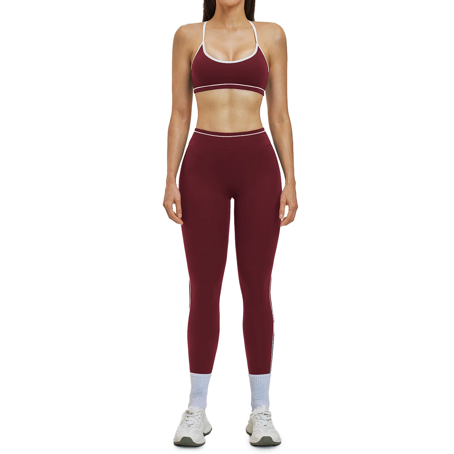 

Maxdutti Sports Set, Color Blocking, Tight Fitting, Beautiful Back, Yoga Set, Outdoor Running Sports Set New Two Piece Set Women