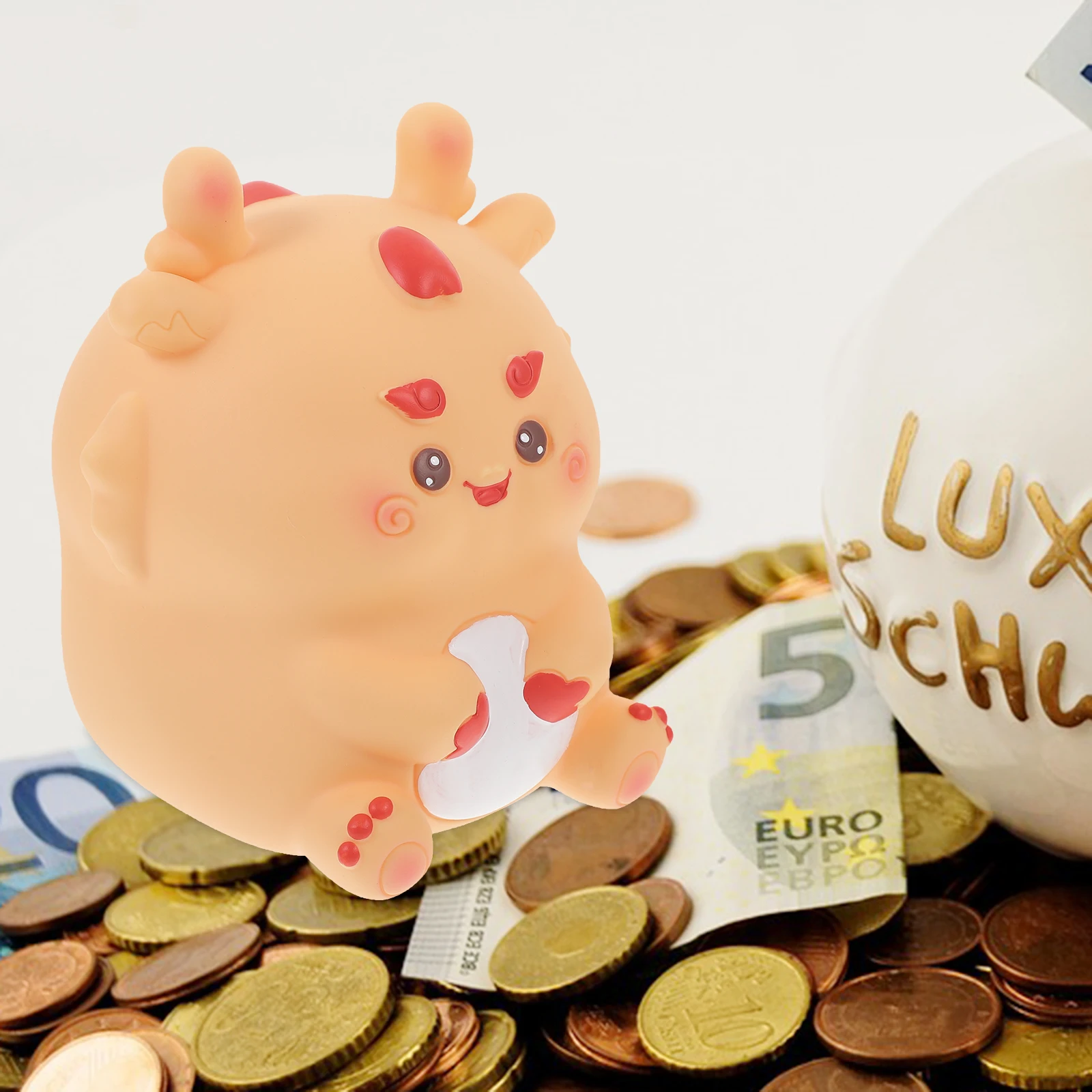 الإبداعية التنين تصميم الفينيل حصالة على شكل حيوان للأطفال آمنة عملة حامل قوي مسطح القاع وعاء تخزين المال لغرفة النوم مكتب المنزل