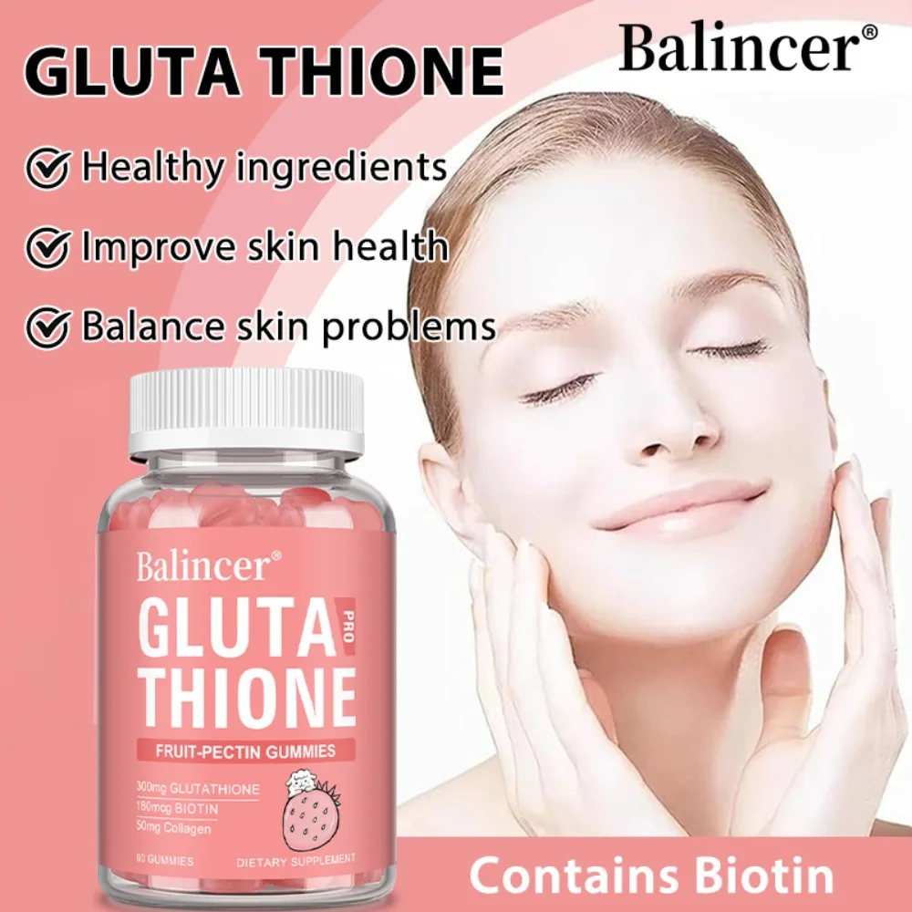 Glutathione Gummies 300mg with Biotin and Collagen - Fruit Pectin, Supports Skin Health and Glow, Non-GMO