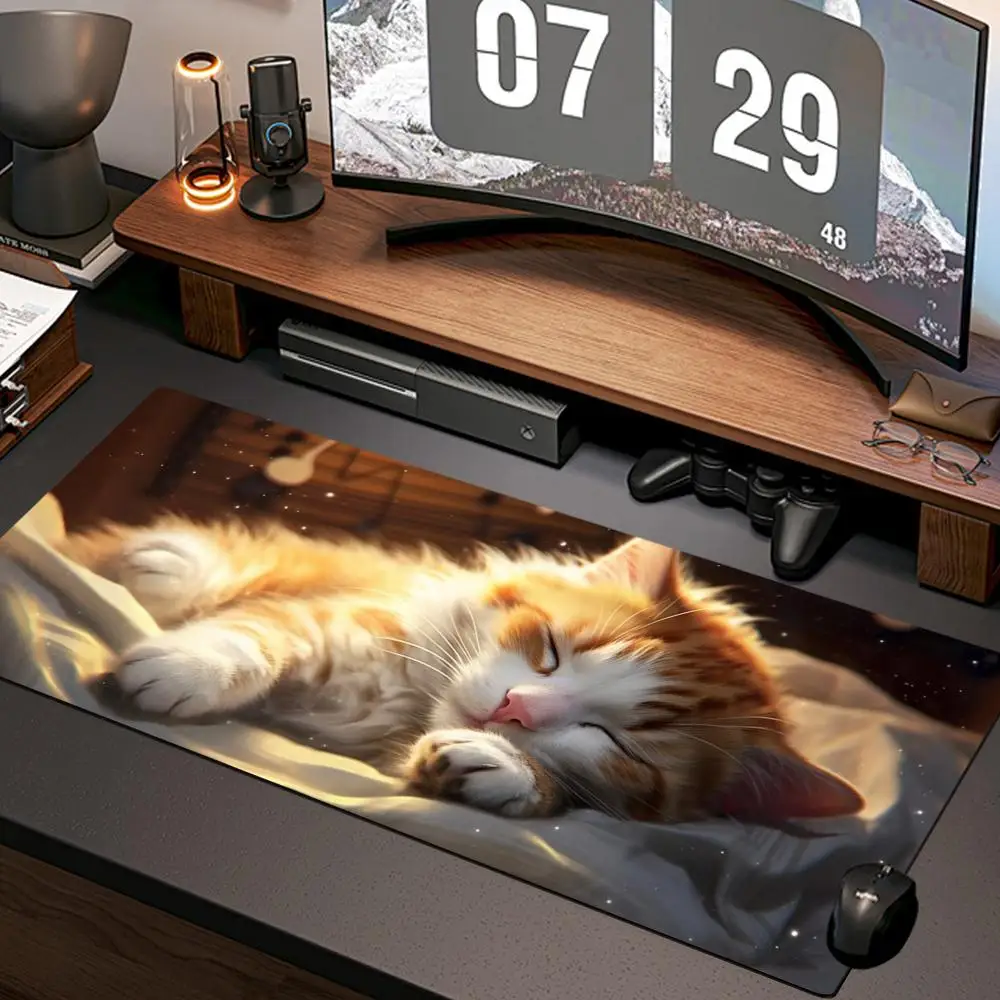 anime cute sleep kitty Mouse Pad New Computer Home Mousepad XXL Desk Mats Natural Rubber Office Anti Slip Gaming Accessories pad