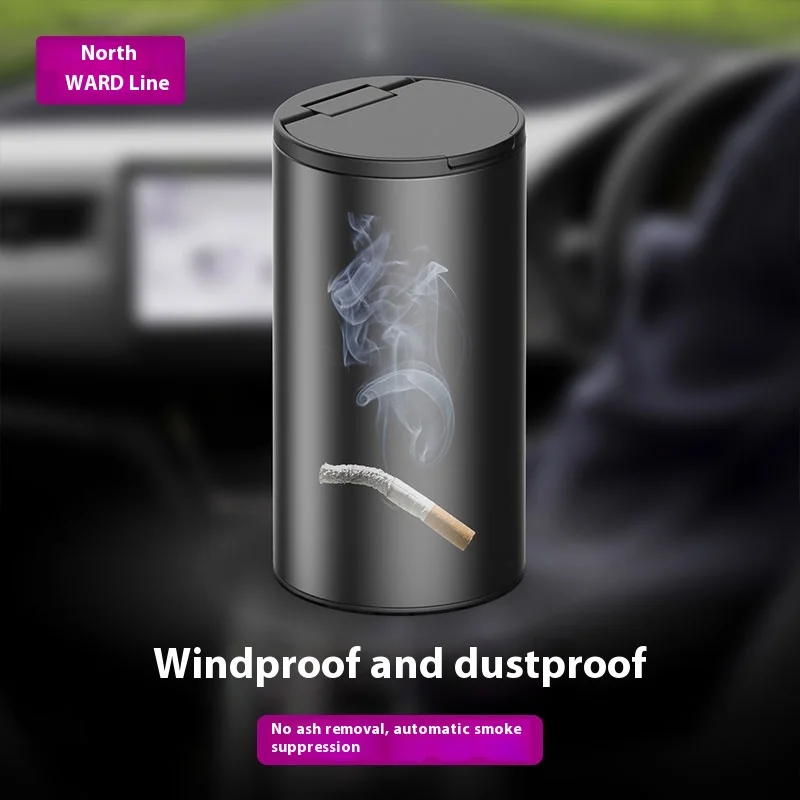Car ashtray creative multi-functional aluminum alloy with lid Automotive ash cartridge Trash can automatically extinguish smoke
