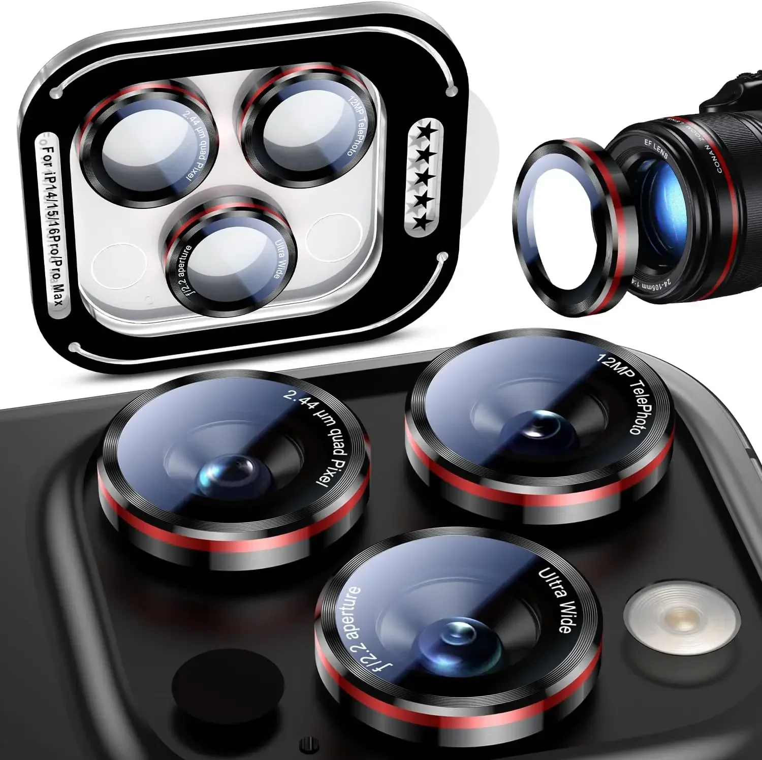 1–5 Stück Metallring-Kameraschutz für iPhone 17 Pro Max Air 16 15 Plus, klar, kratzfest, vollständige Abdeckung, Objektivglas, gehärtete Folie