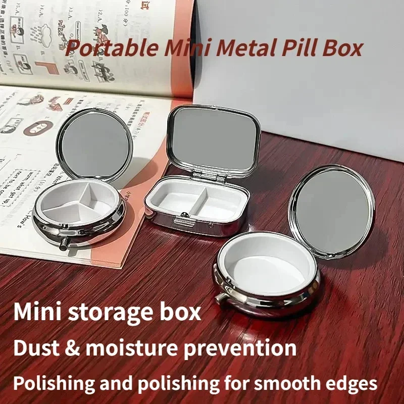 1PC Portable Travel Essential Pill Splitters Pill Case Container For Medicines Organizer Metal Pill Box