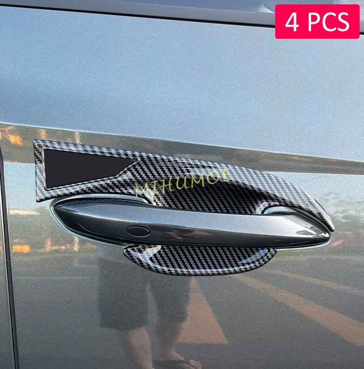 

Carbon Fiber Car Door Handle Bowl Cup Cover Surrounds Protector Trim For 2021 2022 Hyundai Tucson