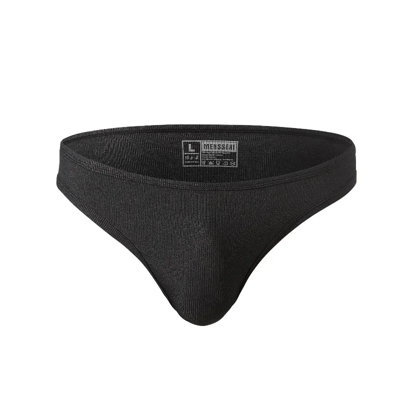 2025 new nylon ribbed pit strips elastic close-fitting low-rise men's briefs tight d923
