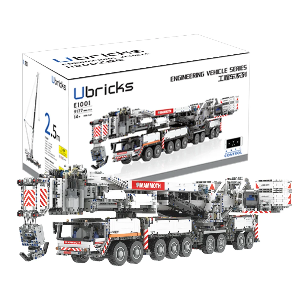 Ubricks E1001 Liebherr LTM11200 Mobiele Kraan en Fly Jib Model RC MOC Bouwstenen Speelgoed Bricks Kit Jongen Kerstcadeaus