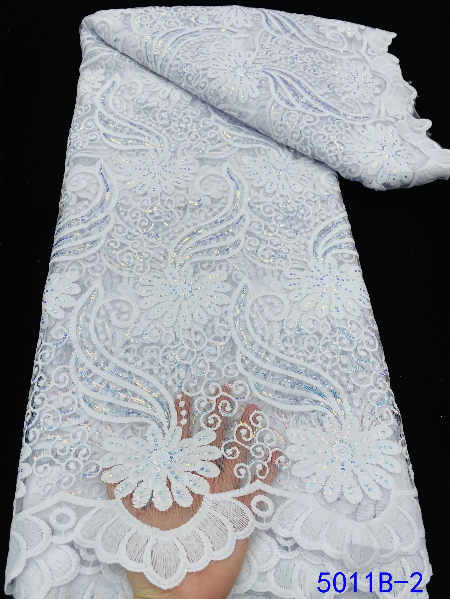 White Wedding Dress Lace Fabric 2023 High Quality Glitter Embroidered Tulle Women Evening Dress Water Soluble Chikankari Cloth