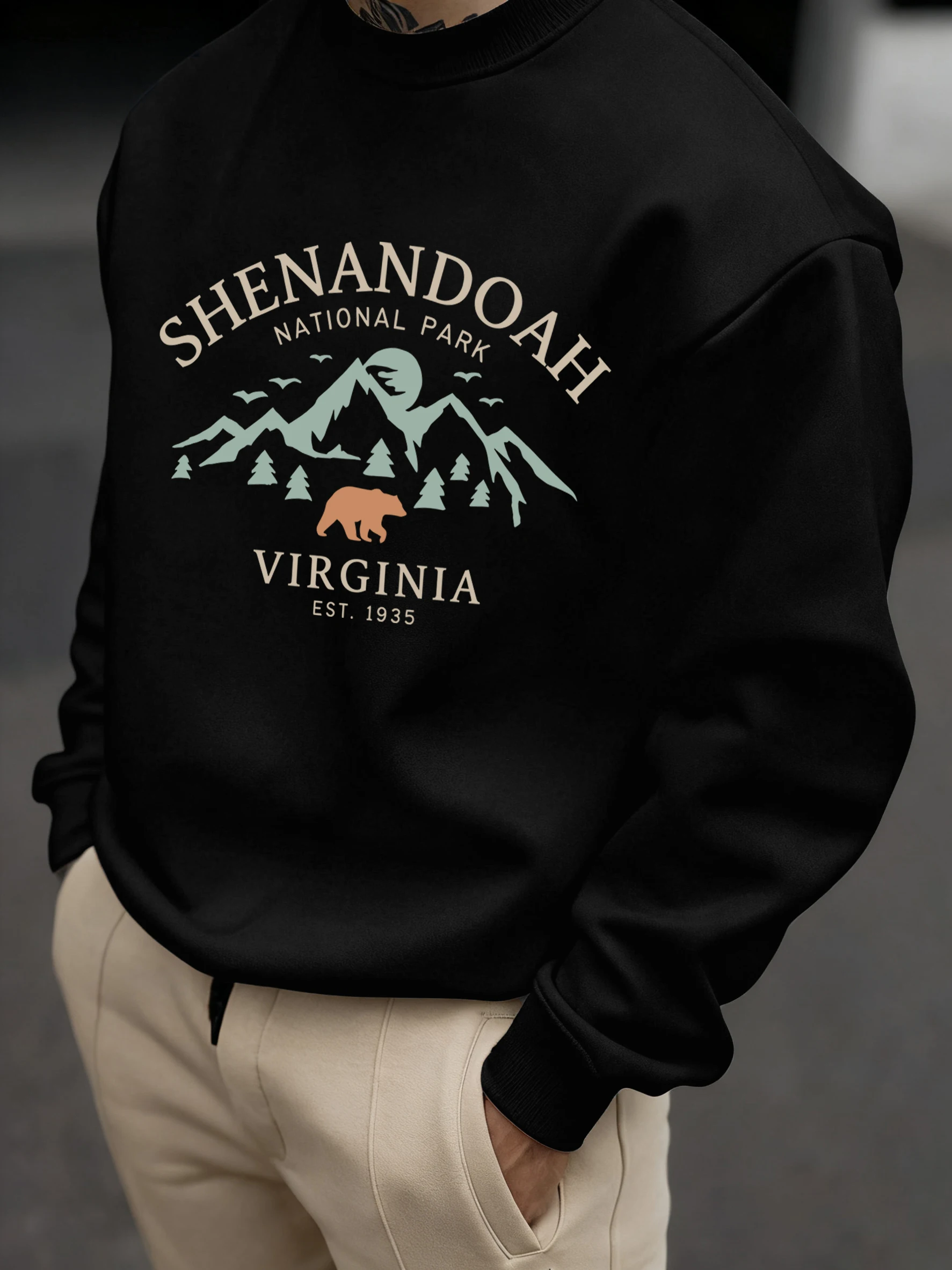 Shenandoah Virginia National Park Print Man Pullover Vintage Warm Sweatshirt Casual Soft Clothes Fleece Basic Loose Sportswear