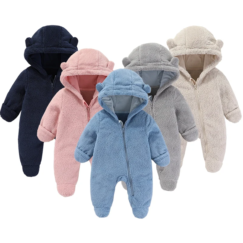 Newborn Baby Bodysuit with Ears Autumn Soft Clothing for Babies Flannal Infant Girl Oneies Cute Newborn Rompers 0-12 Months