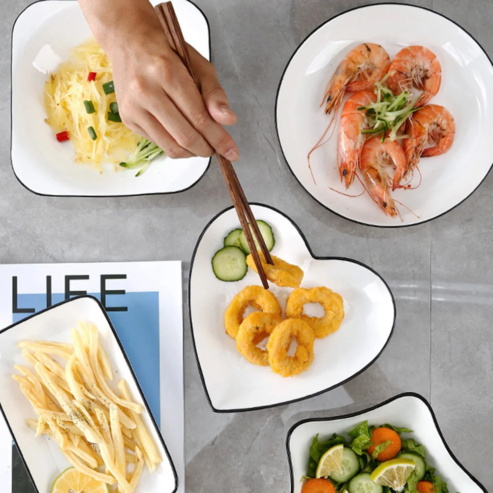 

1Set Heart-Shaped Ceramic Peach Core Dried Fruit Bowls White Small Plates for Snacks Desserts Sauce Dipping Side Dish Bowls