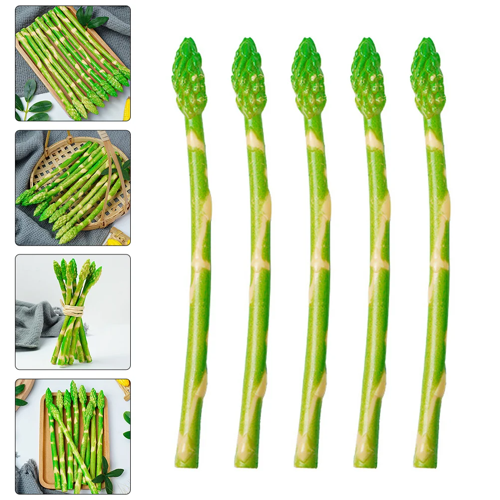 Espárragos simulados de comida vegetal falsa, exhibición de verduras para restaurante, accesorios de fotografía de Pvc, adorno Artificial realista para oficina, 5 uds.