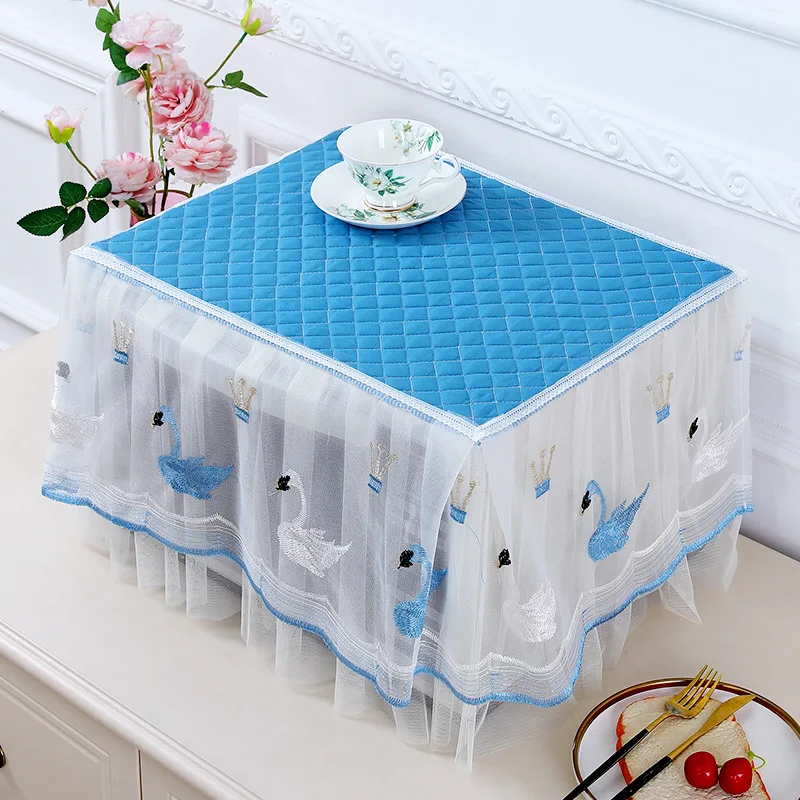 Microwave Oven Dust Cover Household Kitchen Accessories Embroidered Lace Yarn Edge Wear Resistance Microwave Decor Protect Cloth