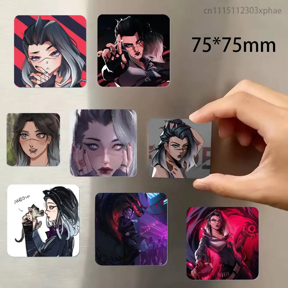 V-Valorant Fade Hazal Eyletmez Refrigerator Magnets Cute Cartoon Magnetic Personality Decorations Creative Gifts