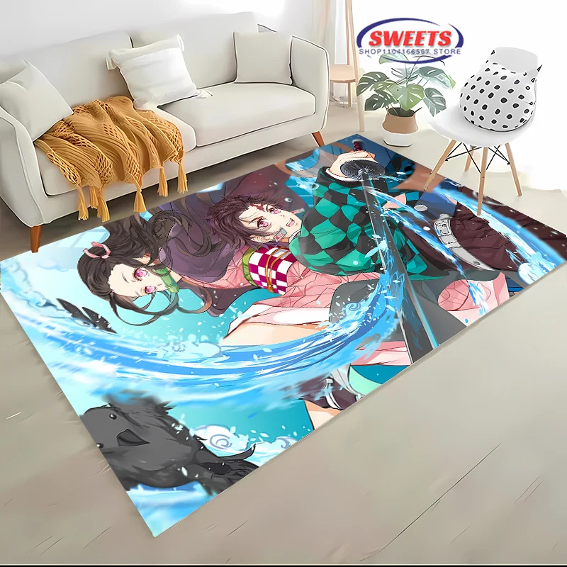 3D Printing Japan Anime Kamad0 Nezuk0 Carpet for Living Room Children's Bedroom Sofa Doormat Floor Rug Anti-slip Decor Mat Gift