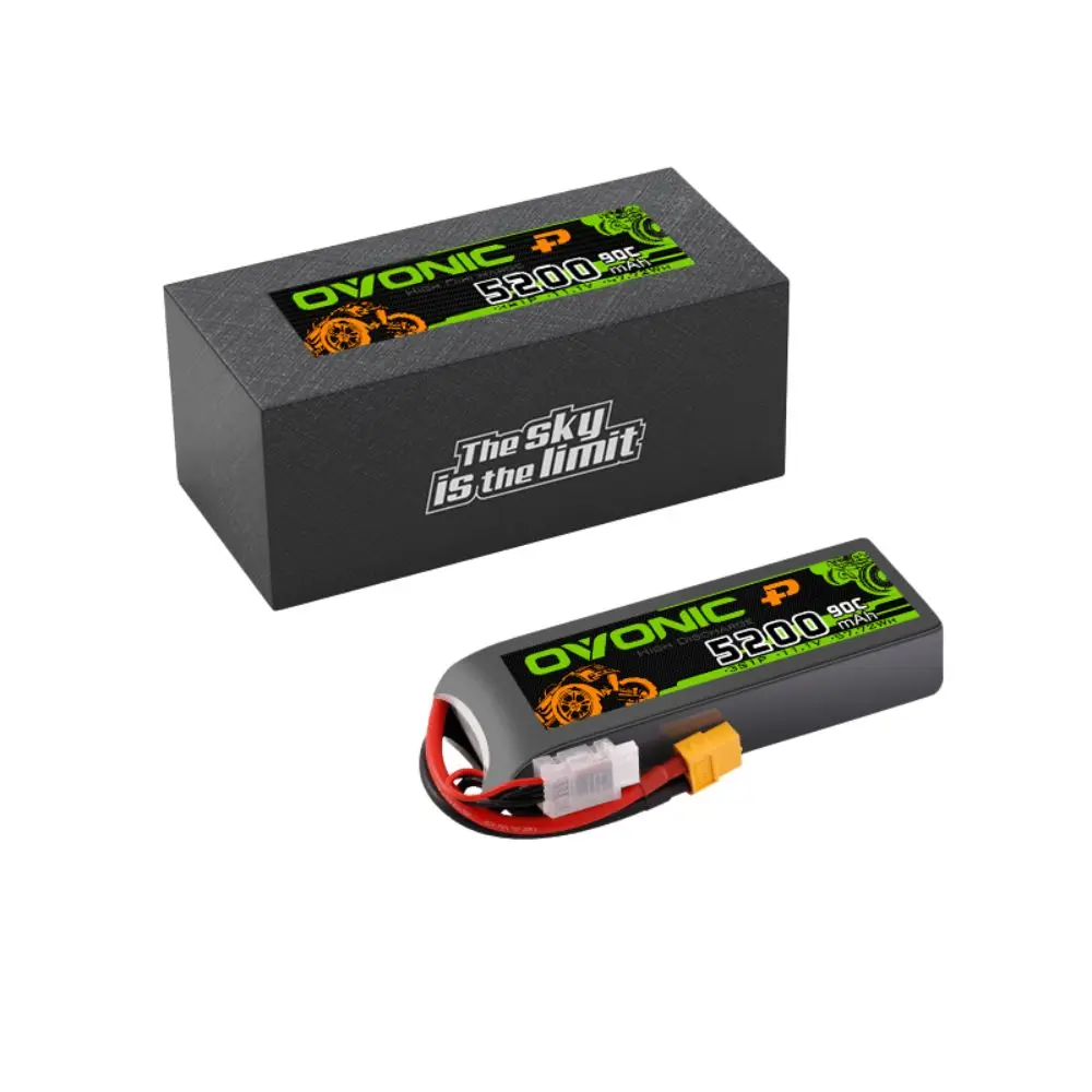 OVONIC 2S 3S 4S Lithium-ion Battery 90C 800mAh-7000mAh, with XT60/T connector, suitable for multi-rotor and RC vehicles.