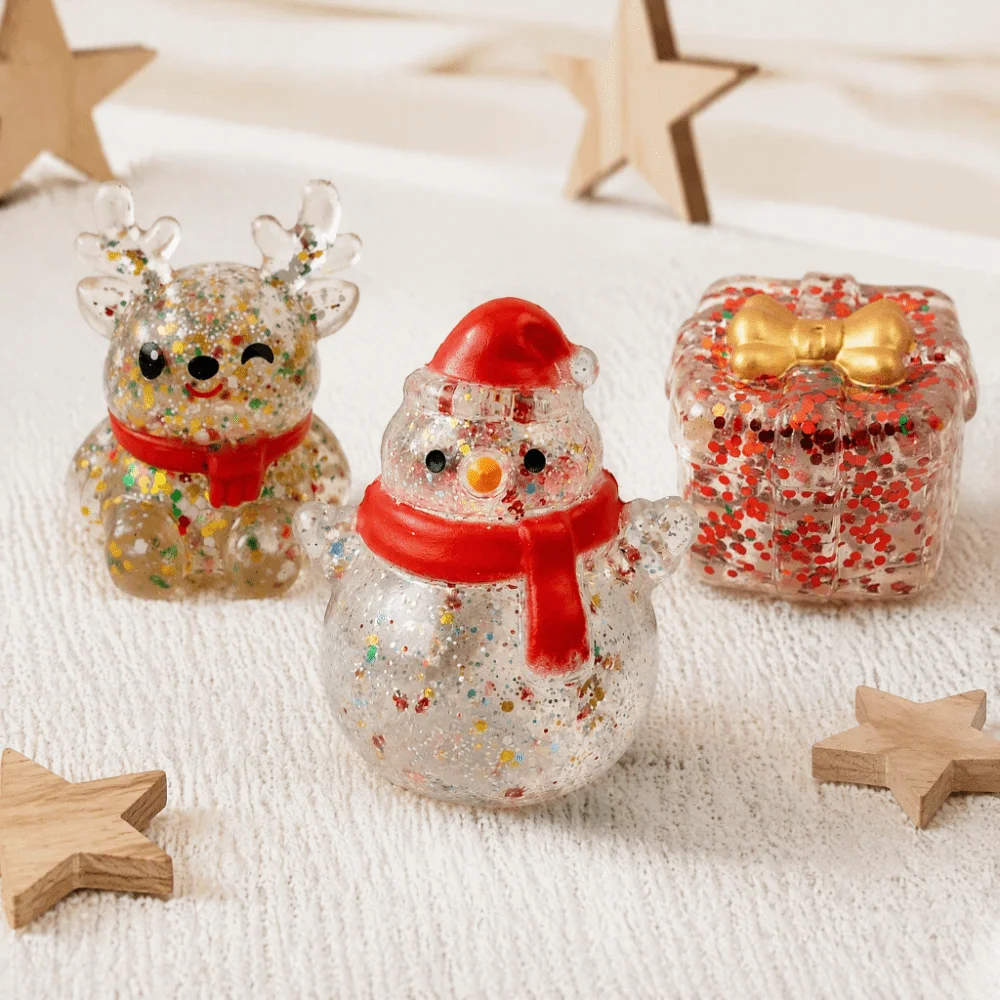 New Slow Rising Christmas Squishy Assorted Glitter Sequins Fidget Squeeze Cute Snowman Shape Stress Relief Unisex