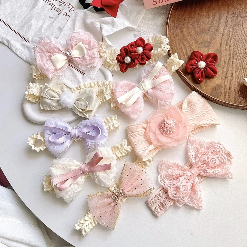 

Lace Bow Headband Baby Elastic Hairband for Girls Flower Headwear Cute Newborn Photography Props Kids Party Hair Accessories